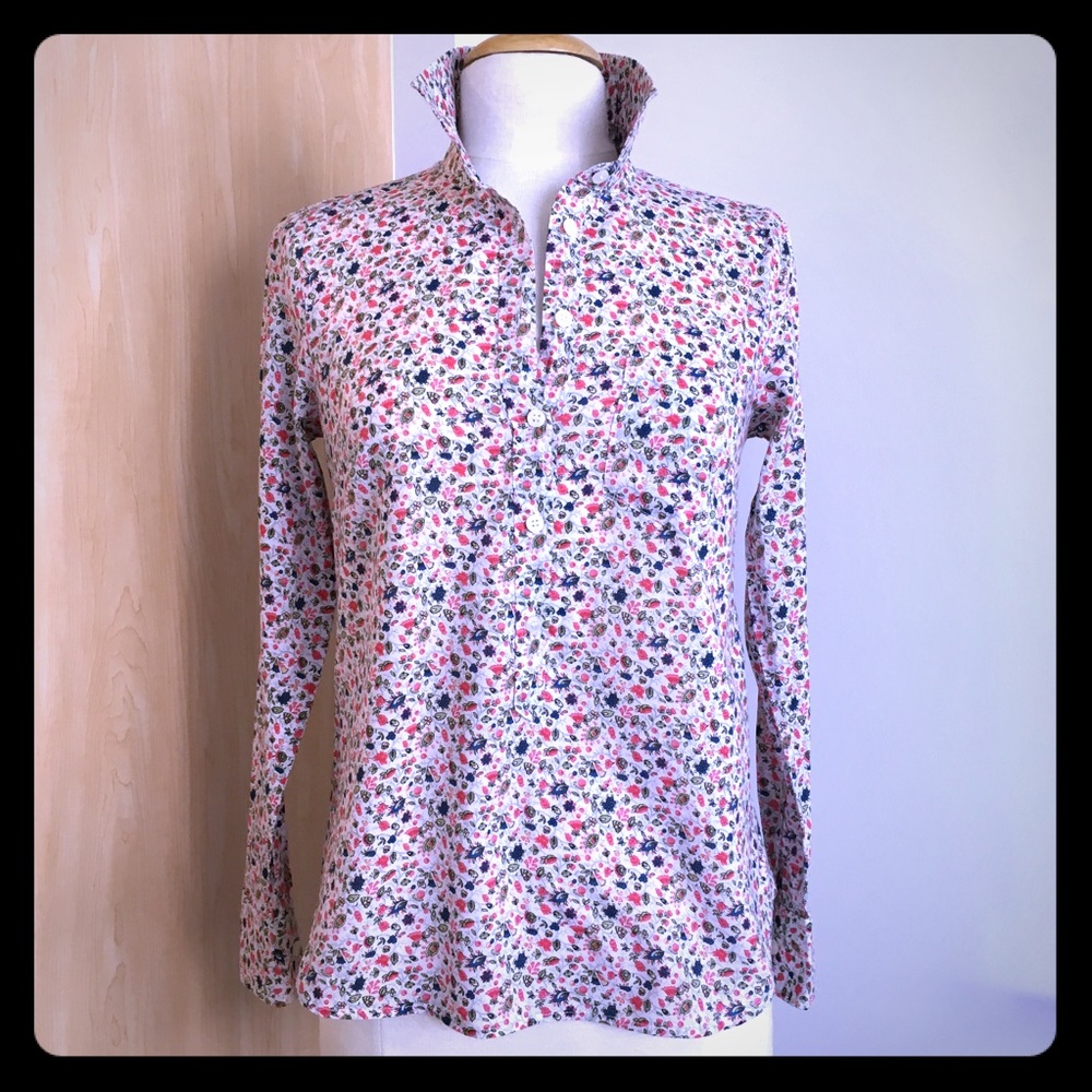J. Crew Floral Printed Voile Popover Shirt